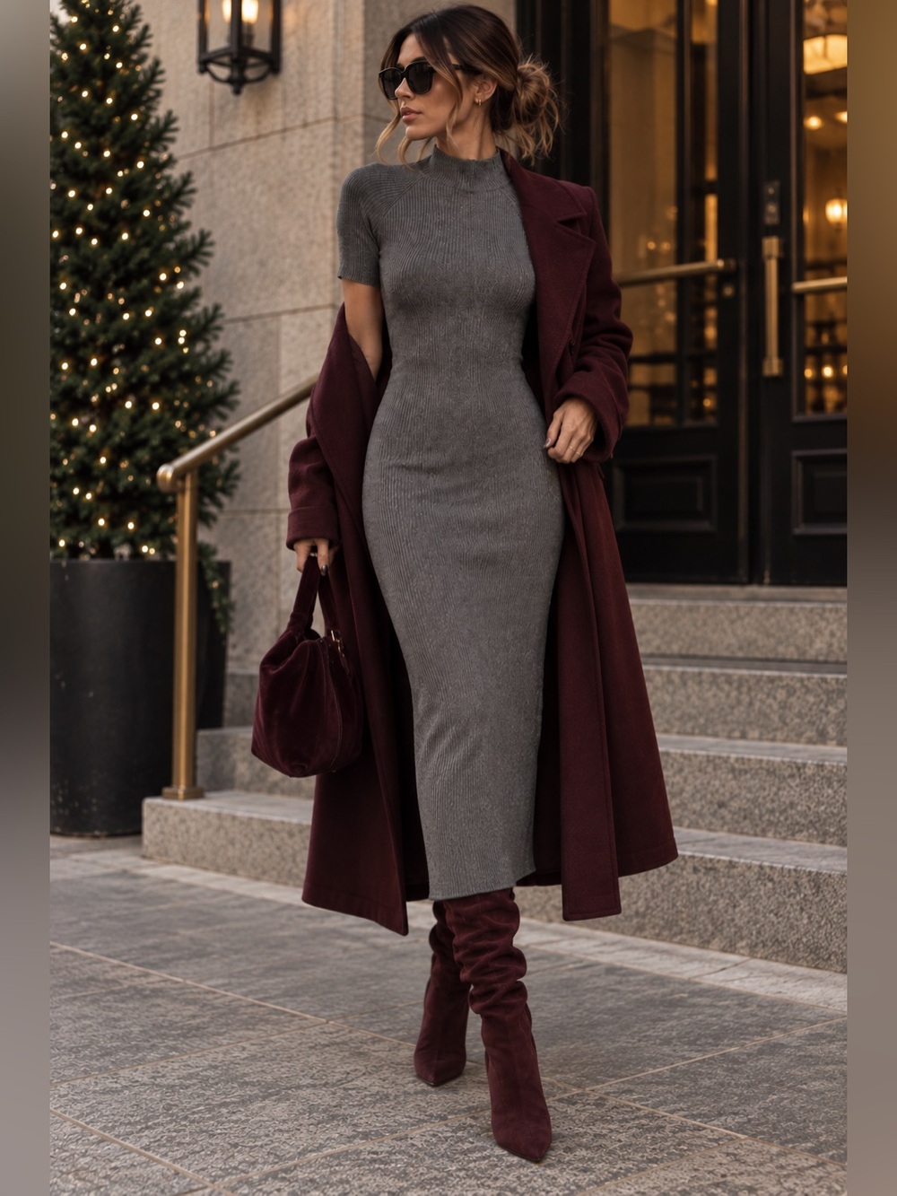 NA-KD Fine Knitted Midi Dress Gray Size S NWT